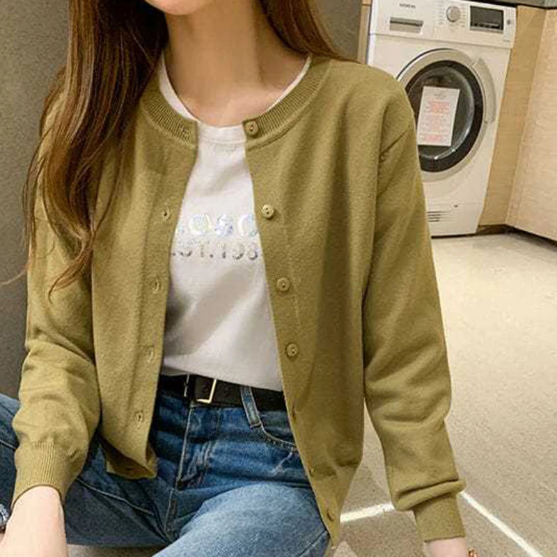 Rimocy Women's Slim Knit Cardigan Jacket in Brownish Orange