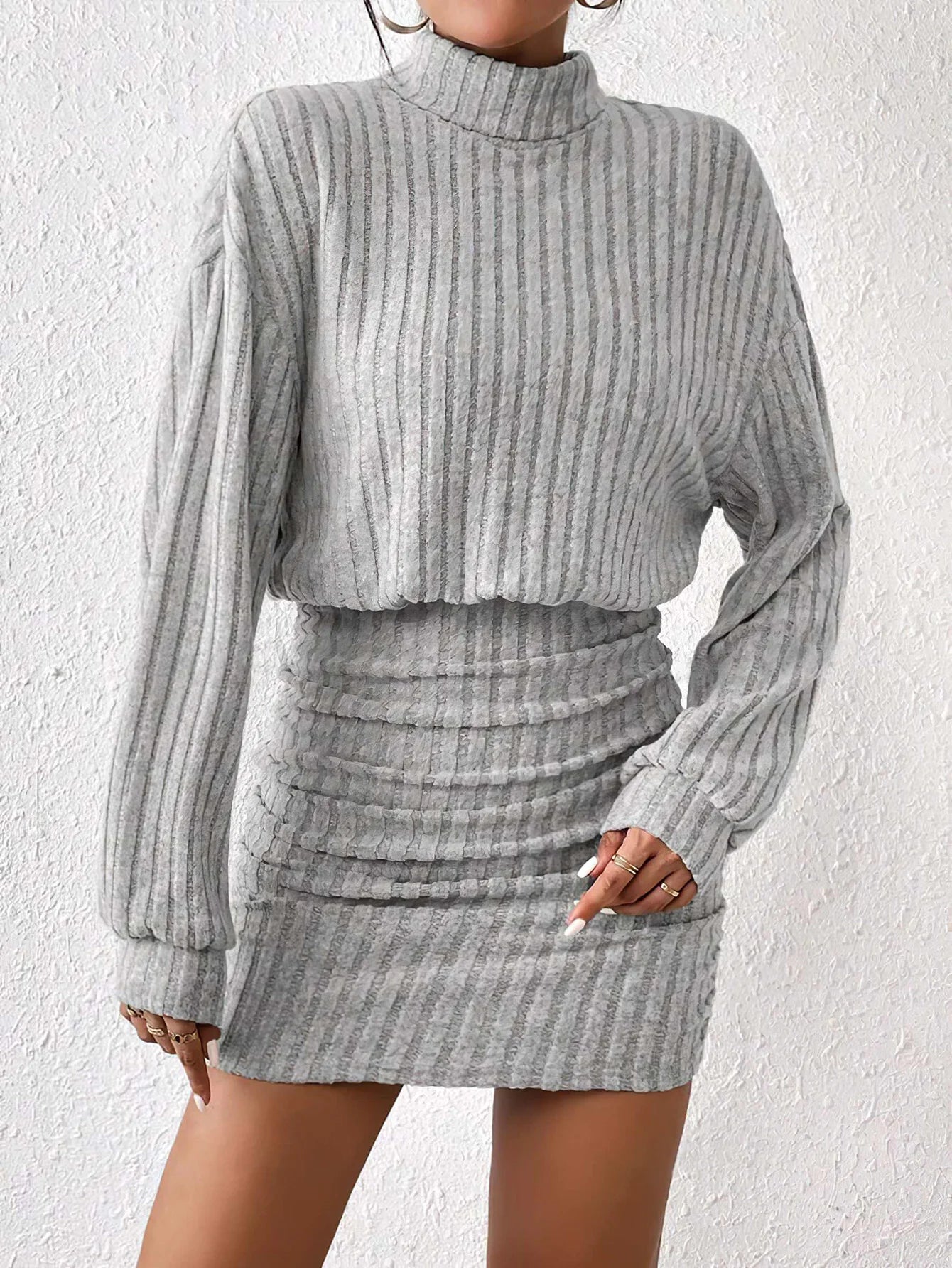 Cassies Kurations High Neck Knitted Sweater Dress
