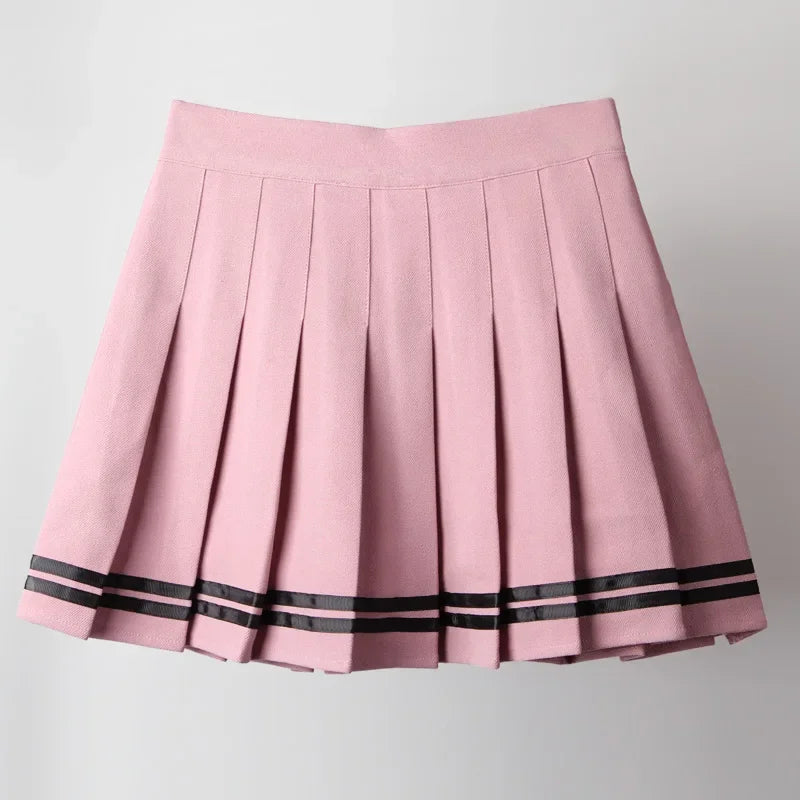 Black High Waist Pleated Mini Skirt