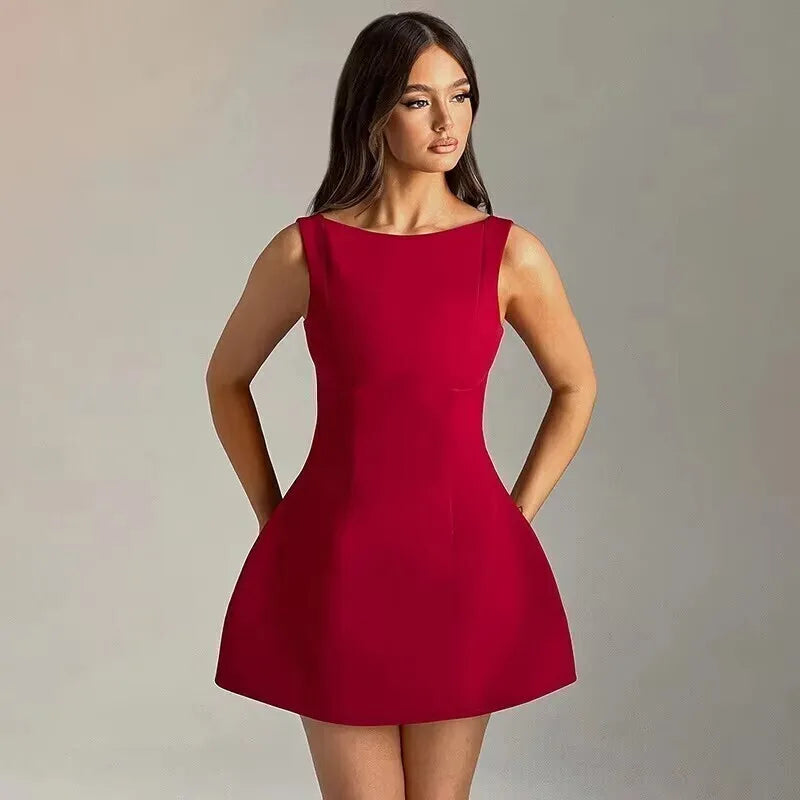Townlike A-Line Mini Dress with Spaghetti Straps