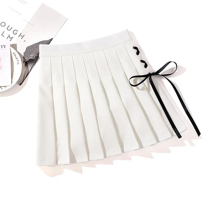 Black High Waist Pleated Mini Skirt