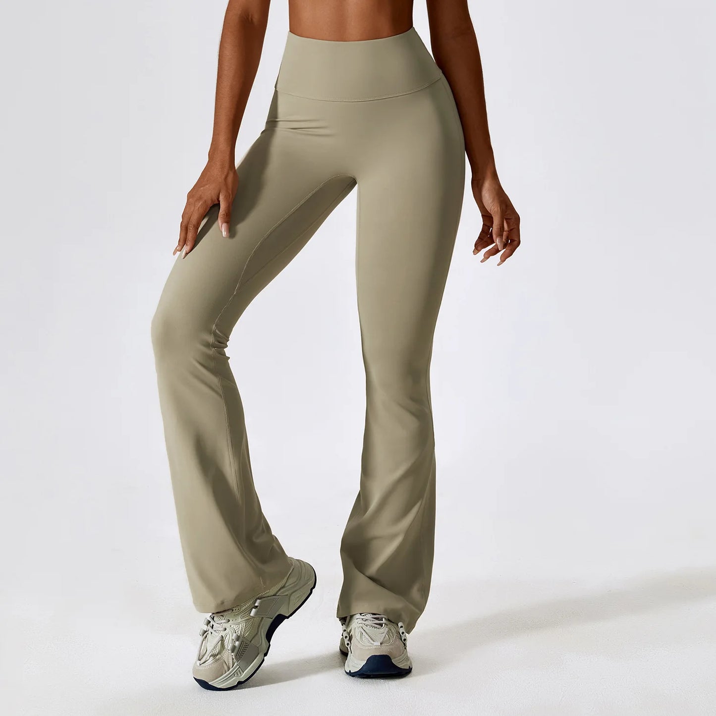 SWELTERING Women's Flared Yoga Pants in Greyish Brown