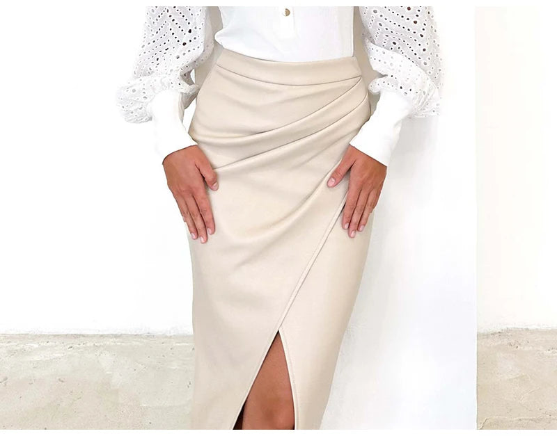 Cassies Kurations Faux Leather Midi Skirt