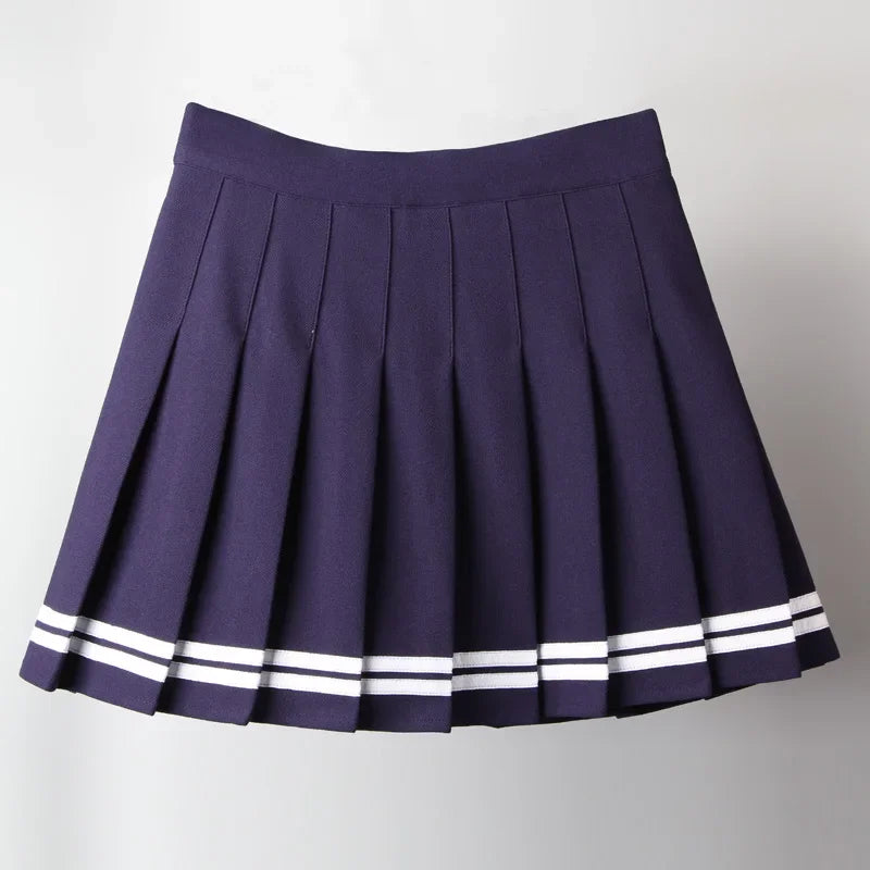 Black High Waist Pleated Mini Skirt