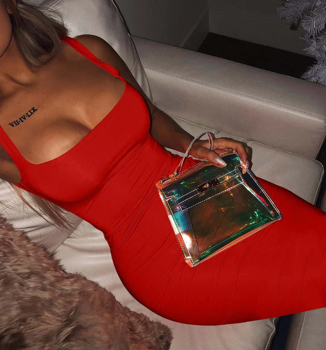 Cassies-Kurations Sleeveless Knit Midi Dress in Black