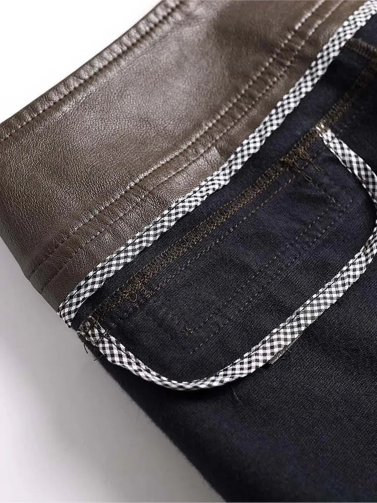 ZUZK PU Leather Wide Leg Pants - Dark