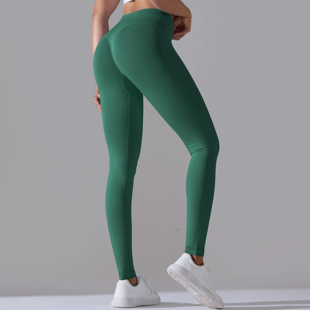 Crossover Waist Yoga Leggings in Black
