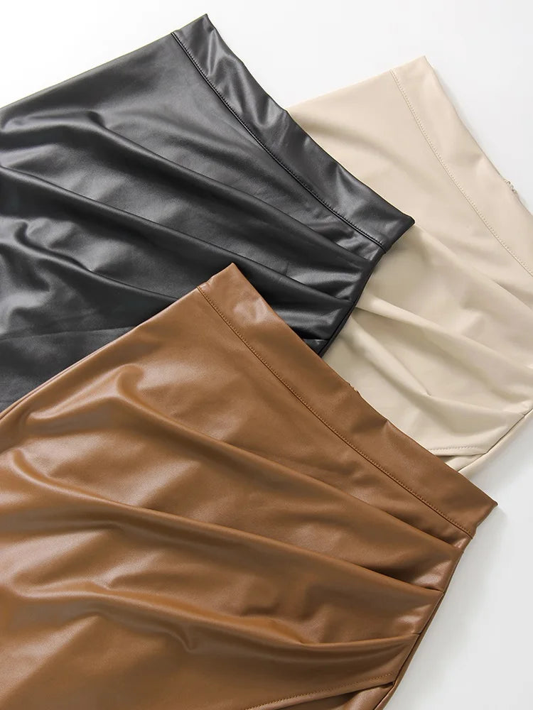 Cassies Kurations Faux Leather Midi Skirt