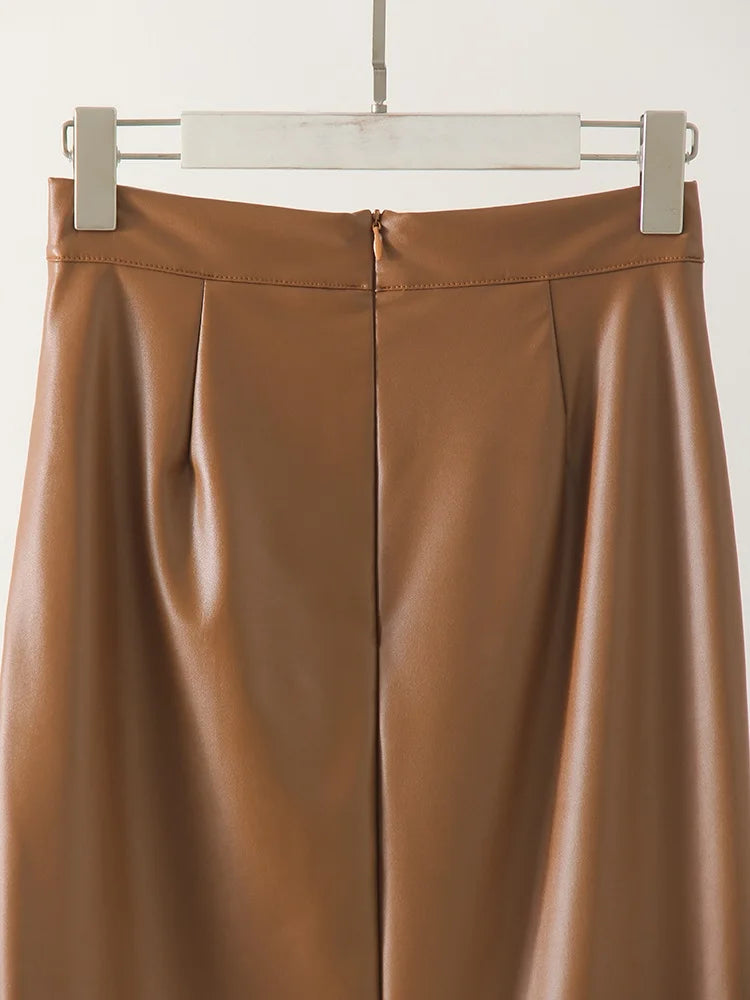Cassies Kurations Faux Leather Midi Skirt