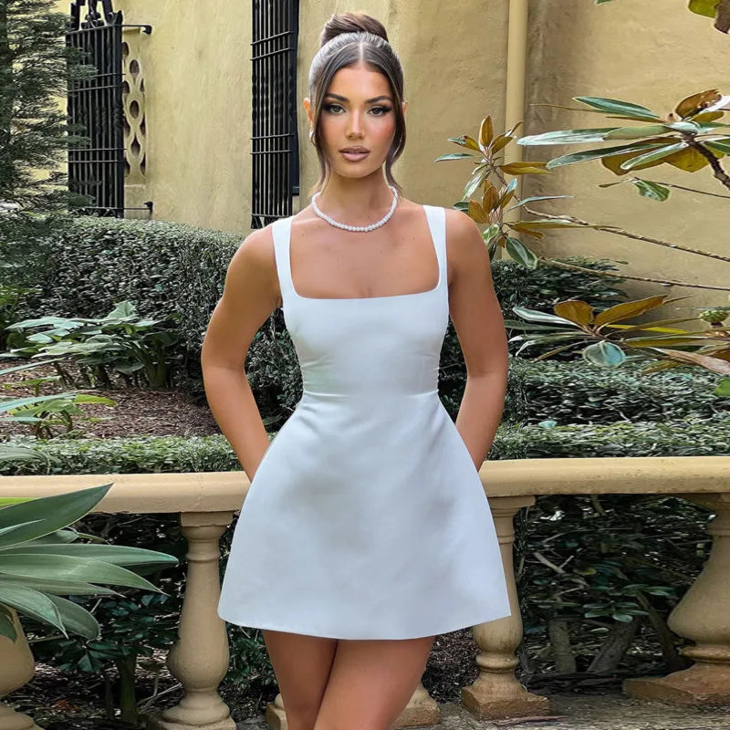 Townlike A-Line Mini Dress with Spaghetti Straps