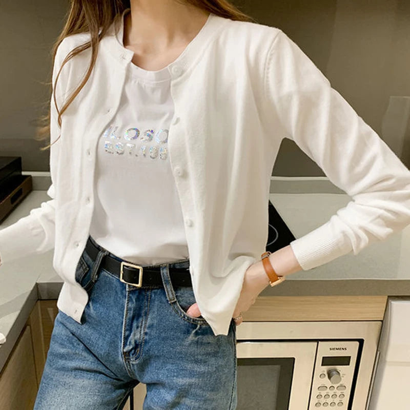 Rimocy Women's Slim Knit Cardigan Jacket in Brownish Orange