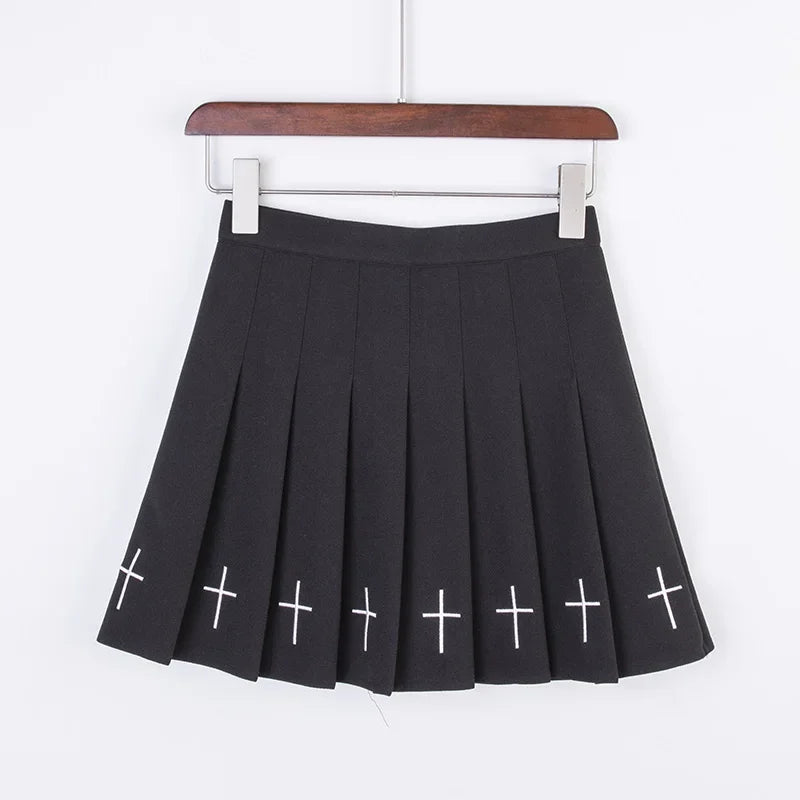 Black High Waist Pleated Mini Skirt