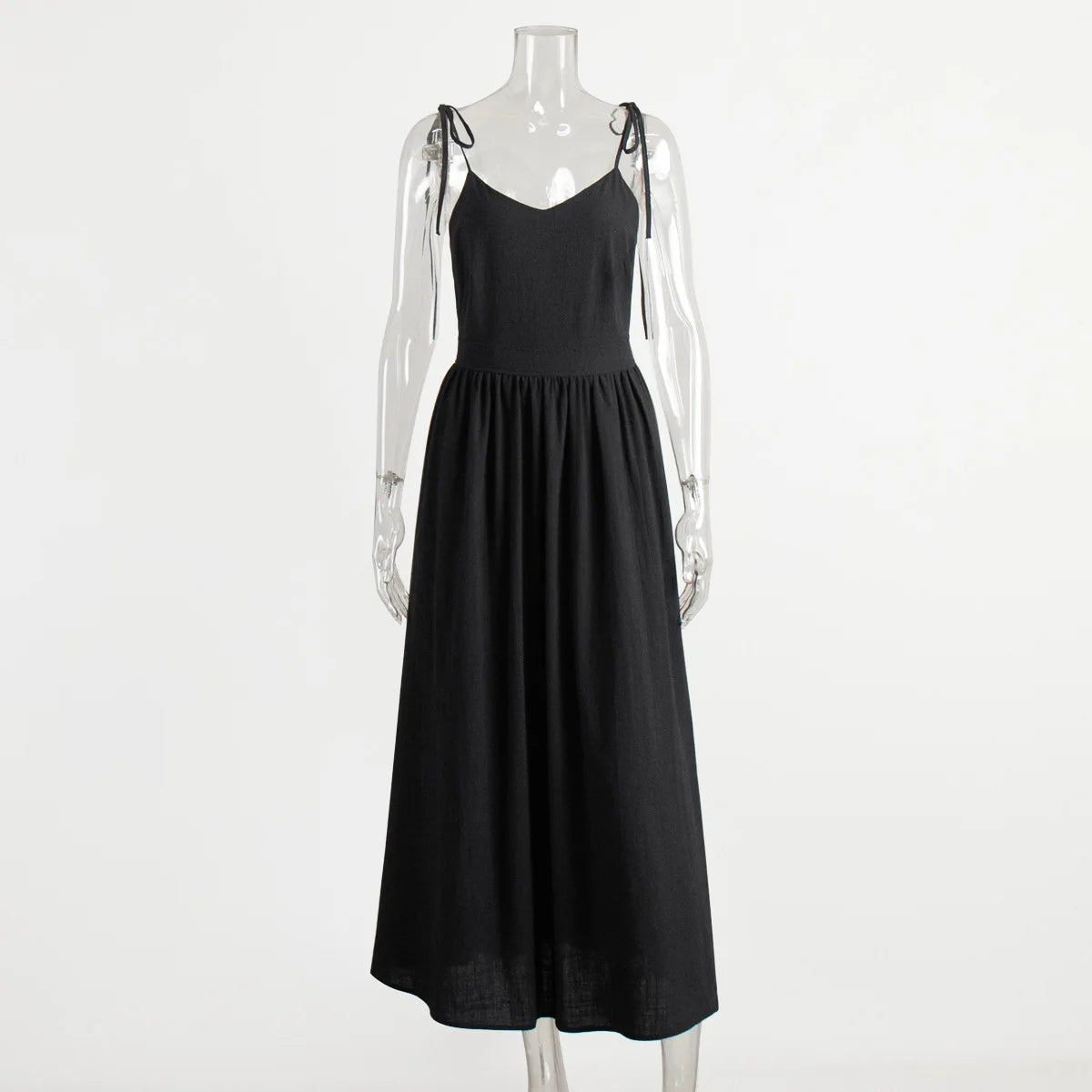 Bornladies Cotton Linen Sling Dress - Dark
