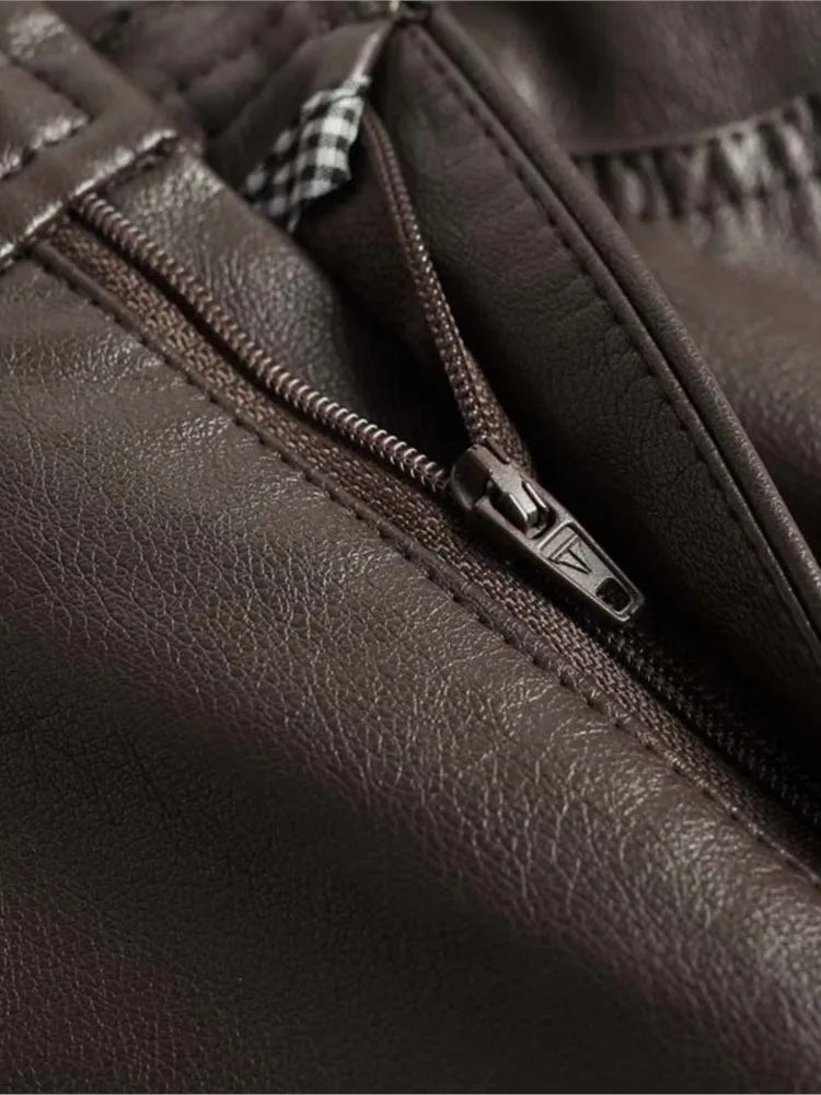 ZUZK PU Leather Wide Leg Pants - Dark