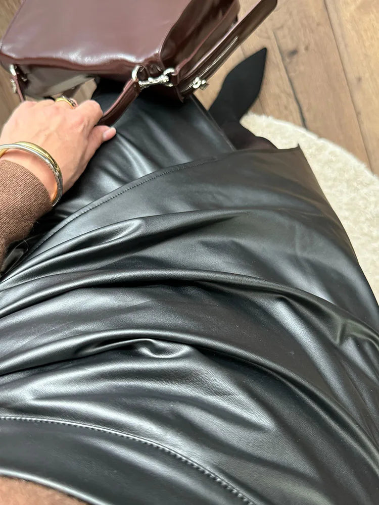 Cassies Kurations Faux Leather Midi Skirt