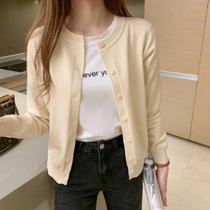 Rimocy Women's Slim Knit Cardigan Jacket in Brownish Orange