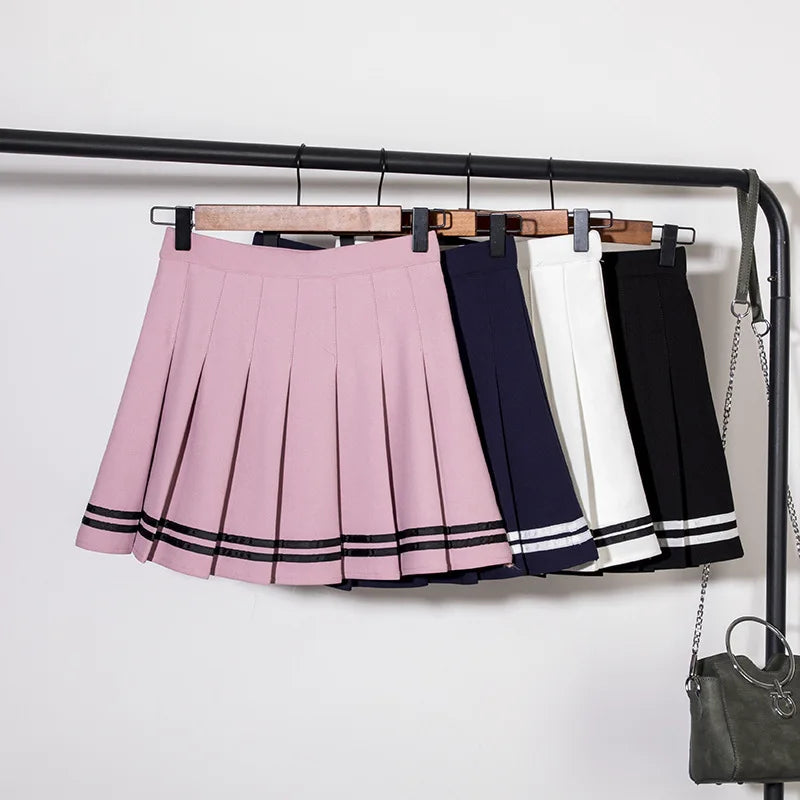 Black High Waist Pleated Mini Skirt