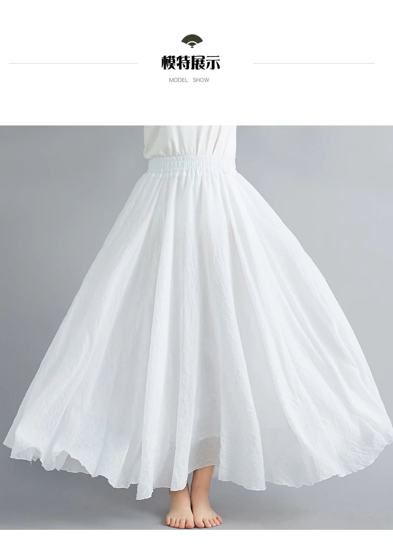 Cotton Linen Maxi Skirt in Brownish Pink