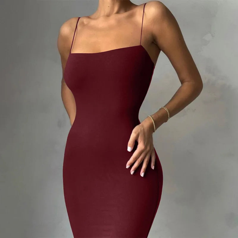 Nsangu Bodycon Midi Dress with Straps