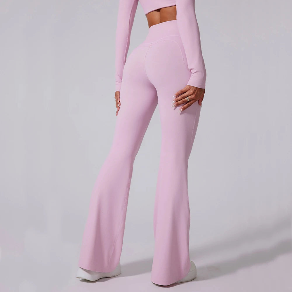 Cassies Kurations High Waist Flared Leggings in Brownish Red