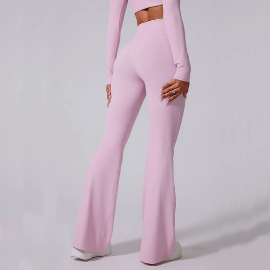 Cassies Kurations High Waist Flared Leggings in Brownish Red