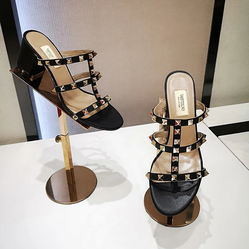 VAIFTILNO Gladiator Sandals for Women in Rose Patent Leather