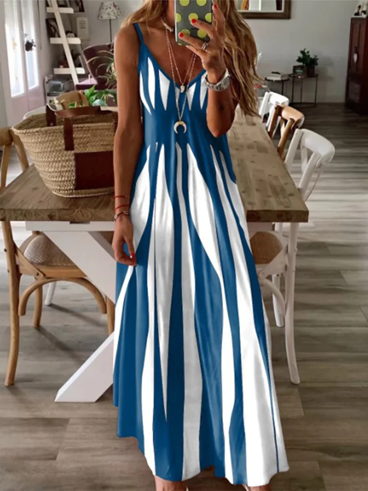 Cassies-Kurations Sleeveless Stripe Maxi Dress