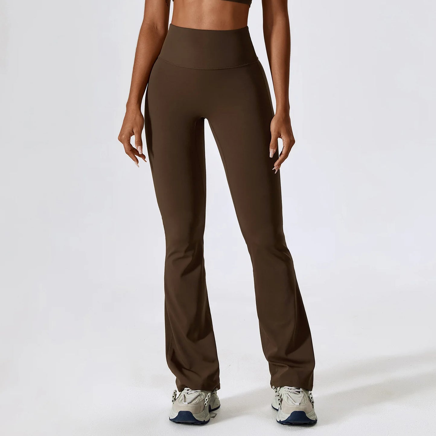 SWELTERING Women's Flared Yoga Pants in Greyish Brown