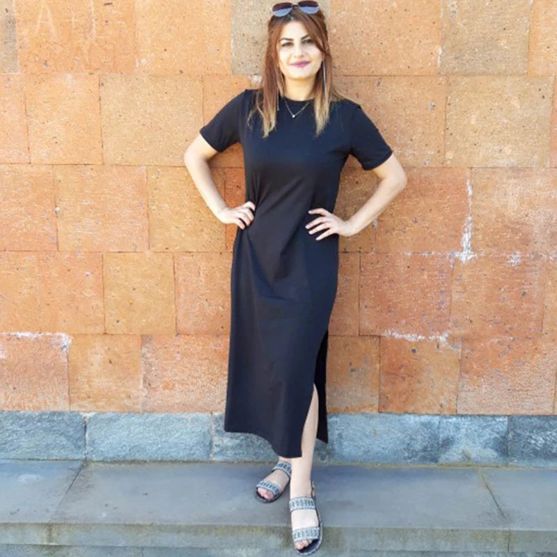 Cassies-Kurations Casual Black Midi Dress