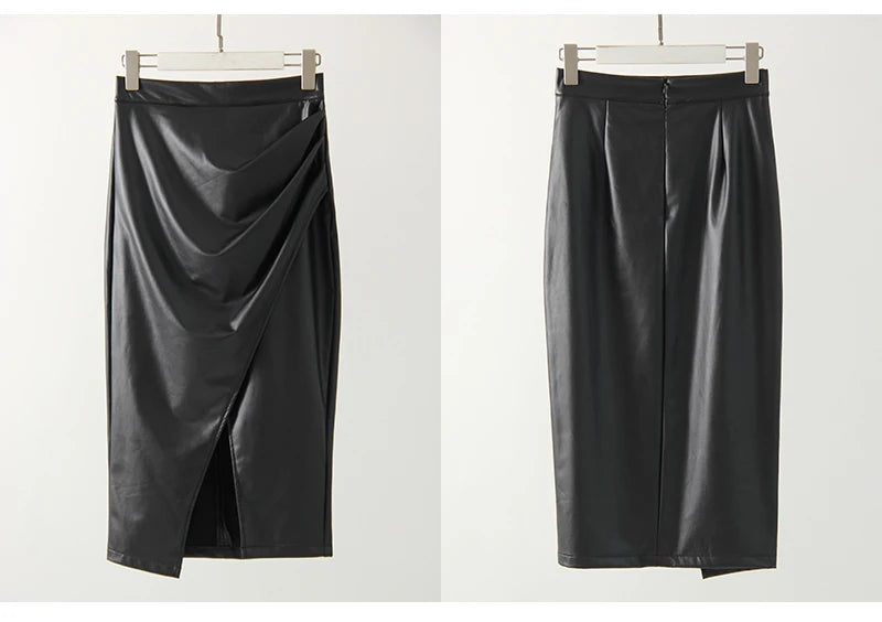 Cassies Kurations Faux Leather Midi Skirt