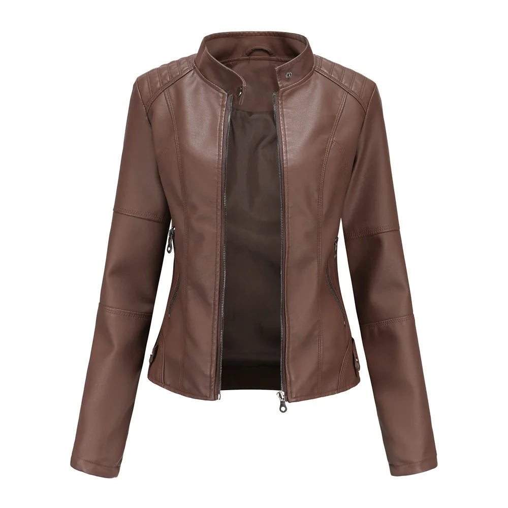 Cassies Kurations Slim Faux Leather Motorcycle Jacket