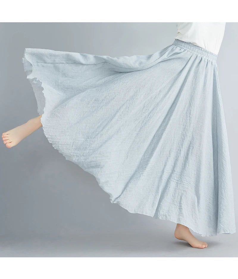 Cotton Linen Maxi Skirt in Brownish Pink