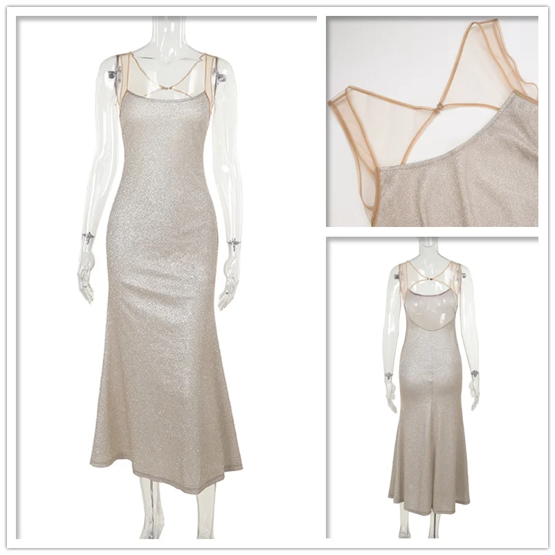 Townlike Sparkle Glitter Bodycon Midi Dress