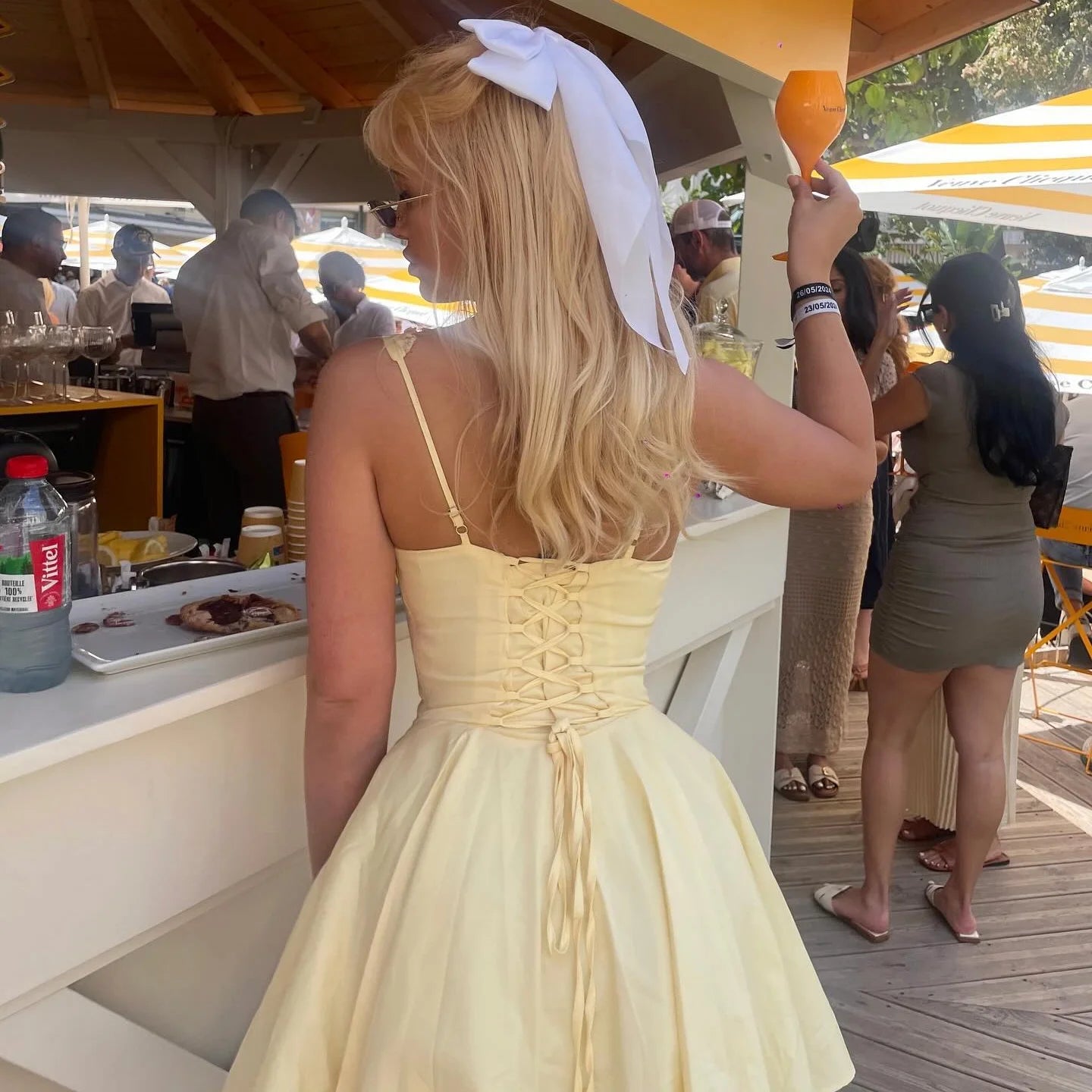 Mingmingxi A-Line Mini Dress with Lace Trim