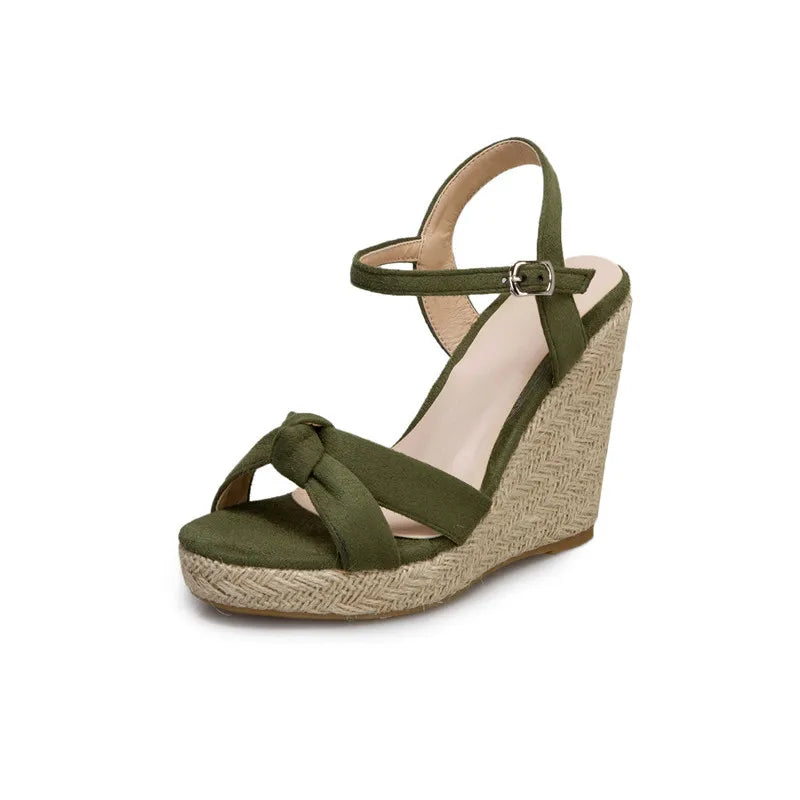 Cassies Kurations Velvet Wedge Sandals with Knotted Vamp