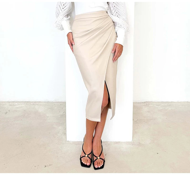 Cassies Kurations Faux Leather Midi Skirt