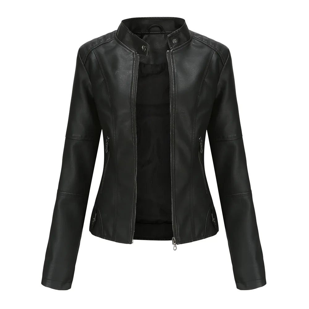 Cassies Kurations Slim Faux Leather Motorcycle Jacket