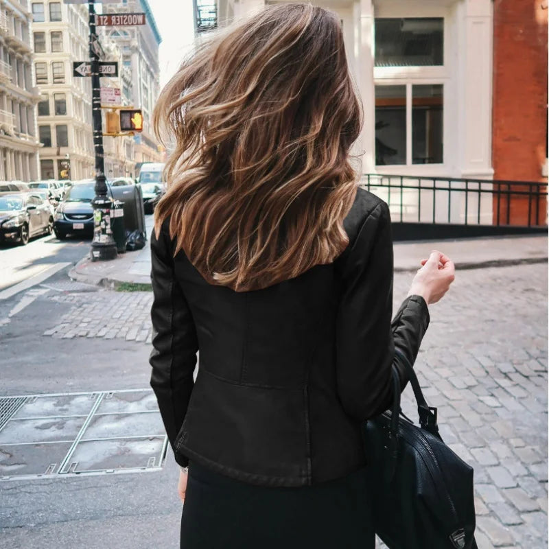 Cassies Kurations PU Leather Bomber Jacket