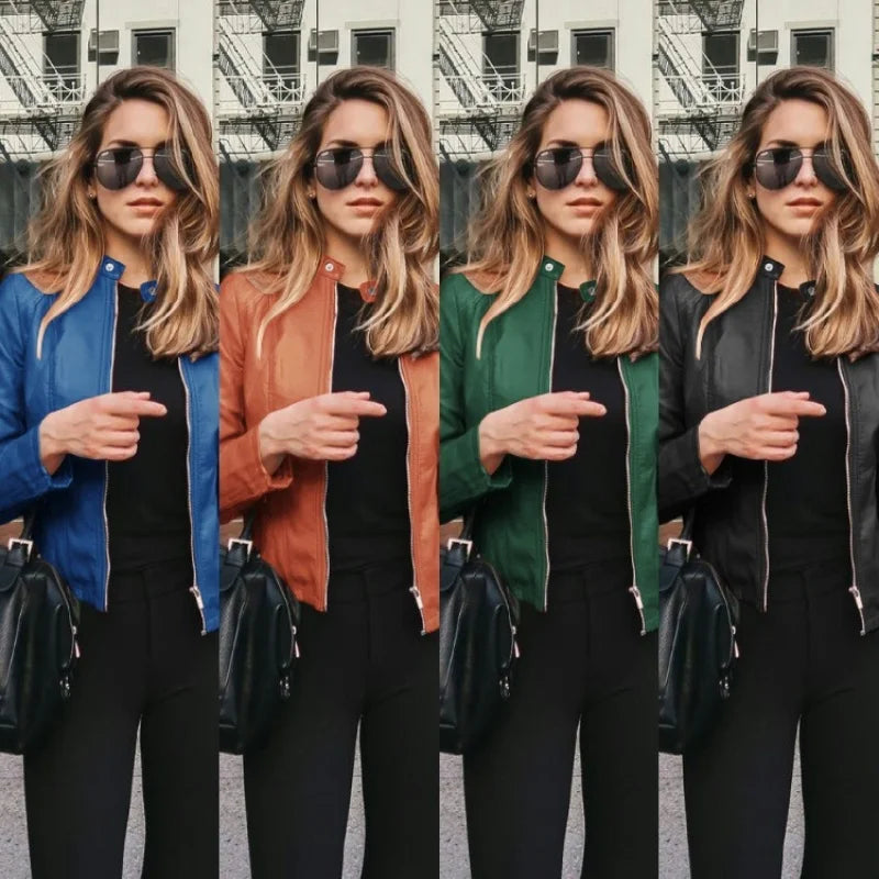 Cassies Kurations PU Leather Bomber Jacket