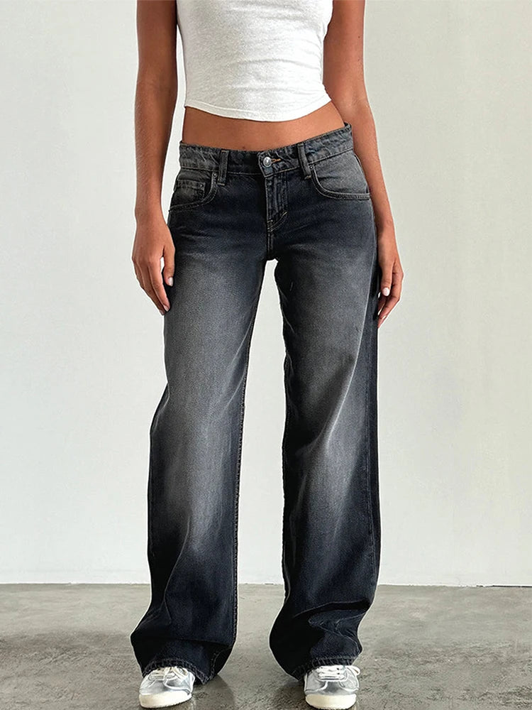 Y2K High Waist Baggy Jeans in Light Wash Denim