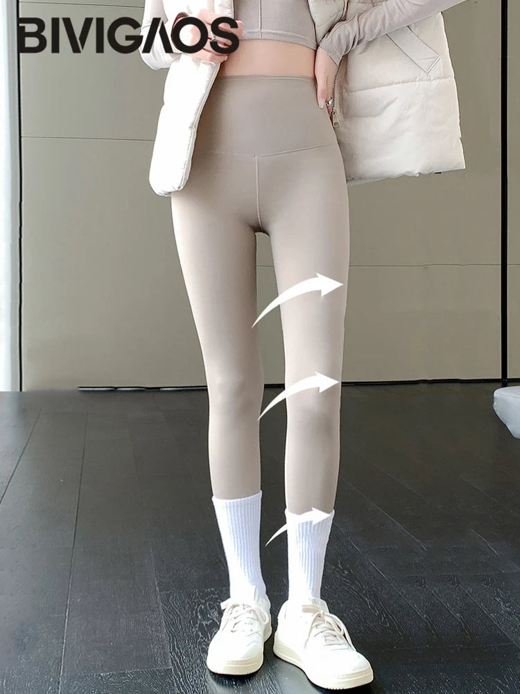 BIVIGAOS Women's Fleece-Lined Shark Leggings