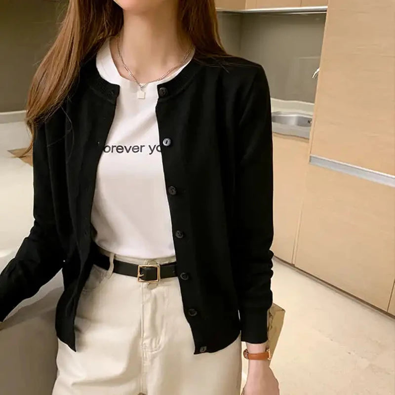 Rimocy Women's Slim Knit Cardigan Jacket in Brownish Orange