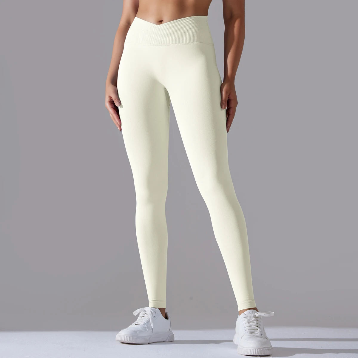 Crossover Waist Yoga Leggings in Black