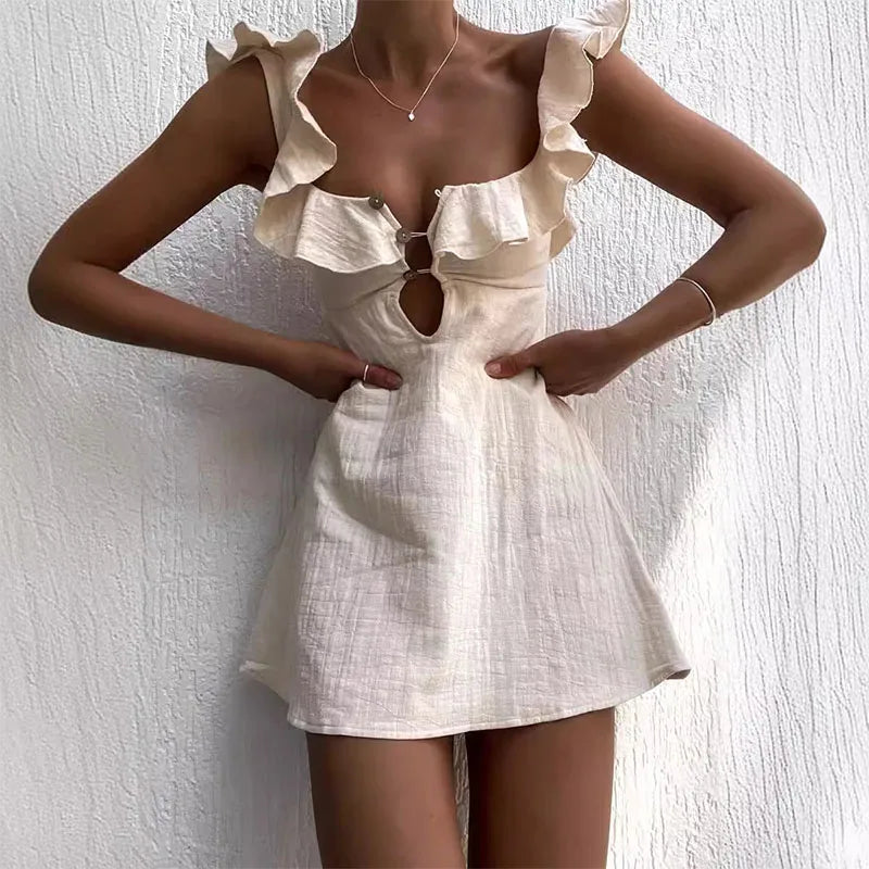 Cassies-Kurations Sleeveless Linen Blend Mini Dress