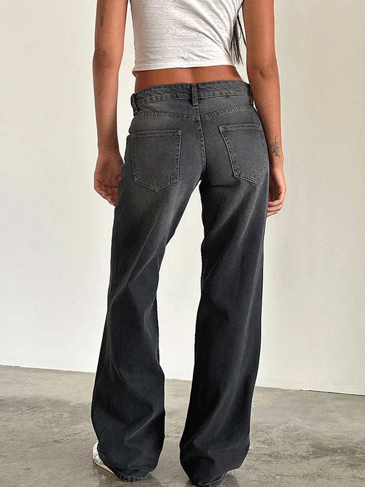 Y2K High Waist Baggy Jeans in Light Wash Denim