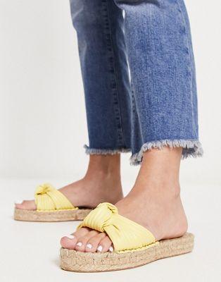 Yellow Knotted Espadrille Mules