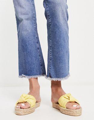 Yellow Knotted Espadrille Mules