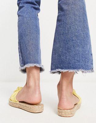 Yellow Knotted Espadrille Mules