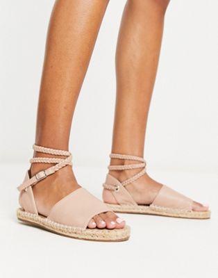 Beige Jelly Rope Tie Espadrille Sandals