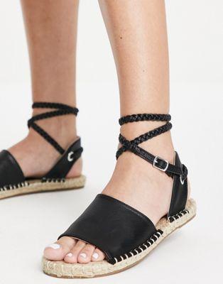 Black Jelly Rope Tie Espadrille Sandals